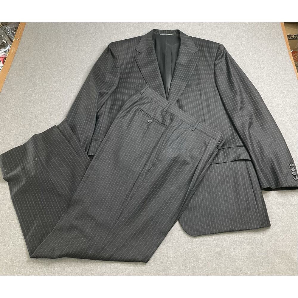 CANALI ITALY NAVY BLAK SUIT - 100% WOOL - MODEL AL13290/38 SIZE IT 54 / US 44R